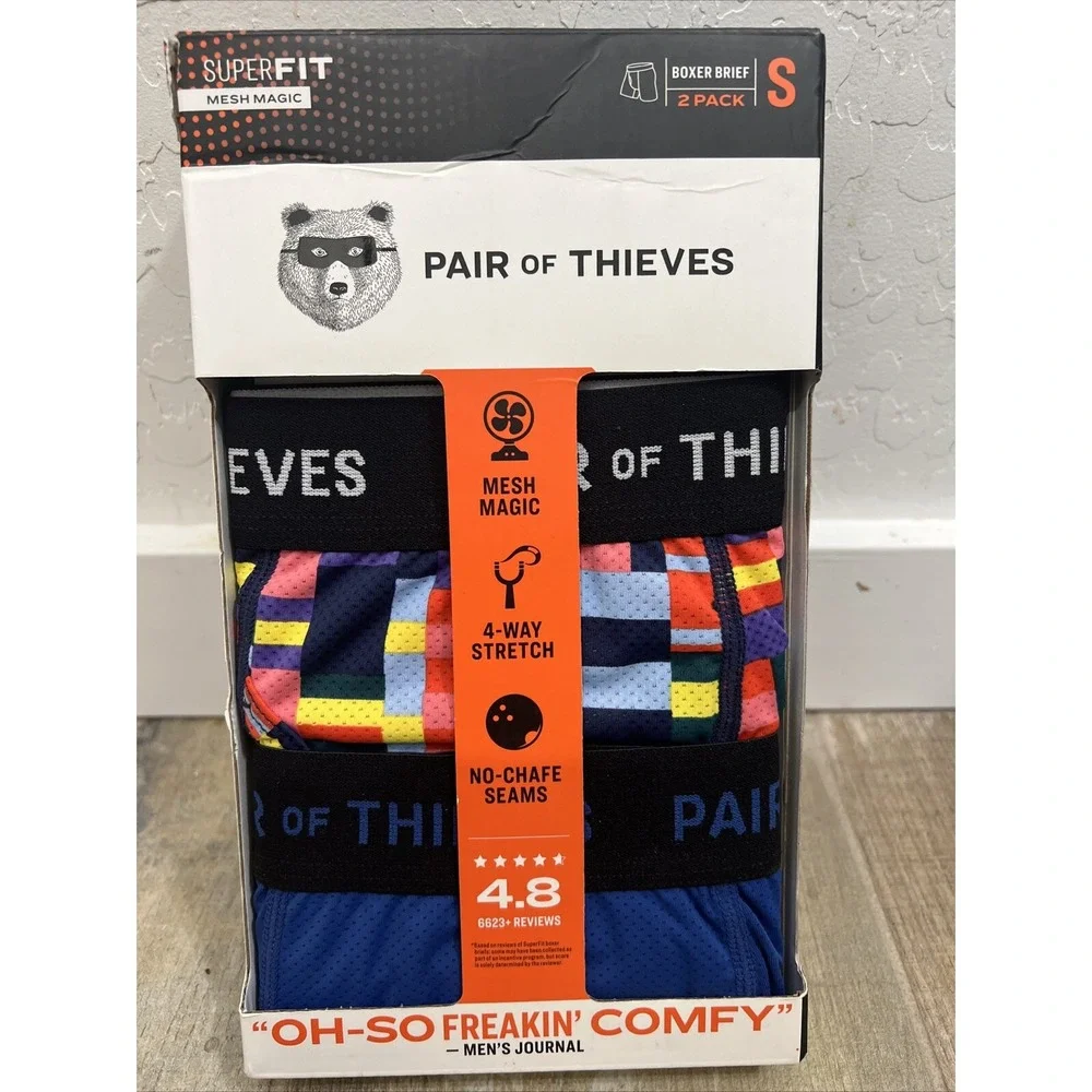 Pair of Thieves Stacks on Stacks Boxer Briefs Super Fit Mesh Magic 2 Pack Small